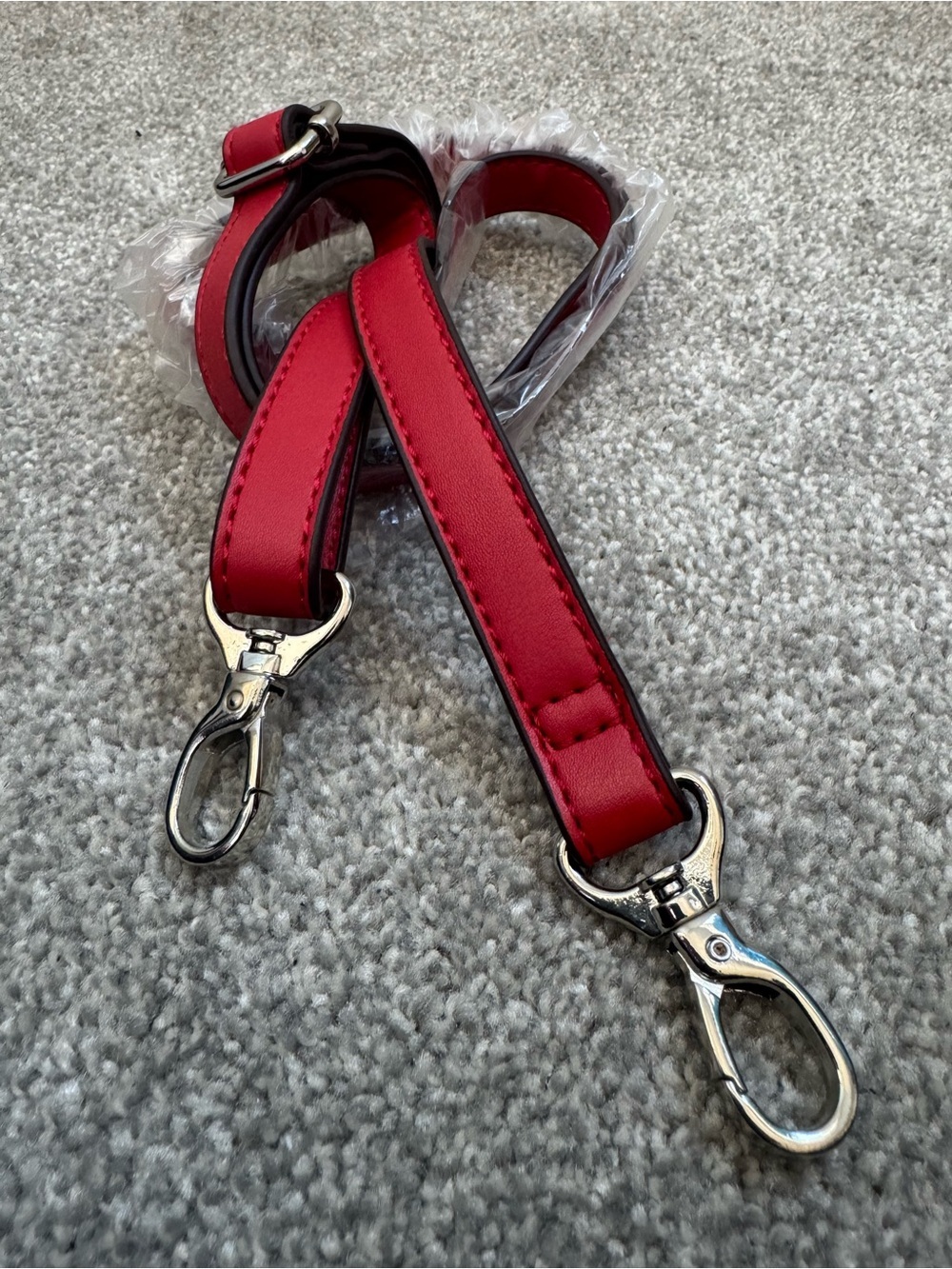 Red Adjustable Strap with Silver Clips - Picture 2 of 4